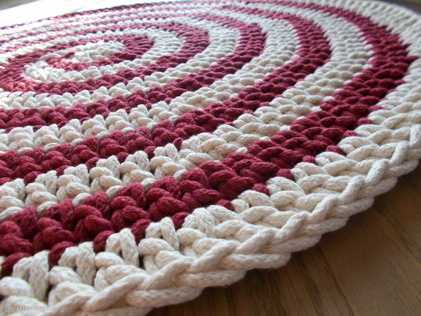 Dywan Zakręcony ze Sznurka Bawełnianego, Śr. 70 cm (Dwustronny)