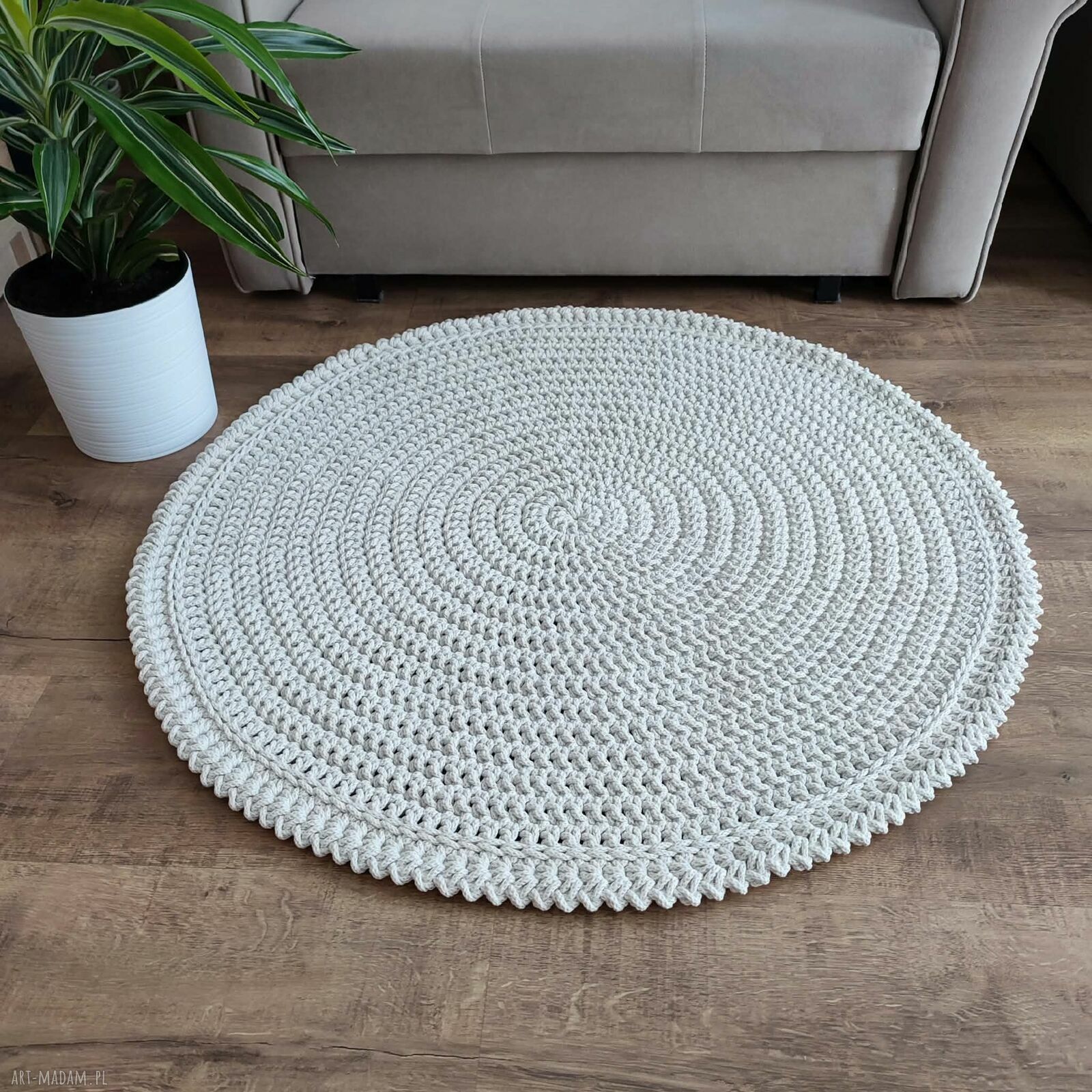 Okrągły dywan szydełkowy ze sznurka bawełnianego 80 cm