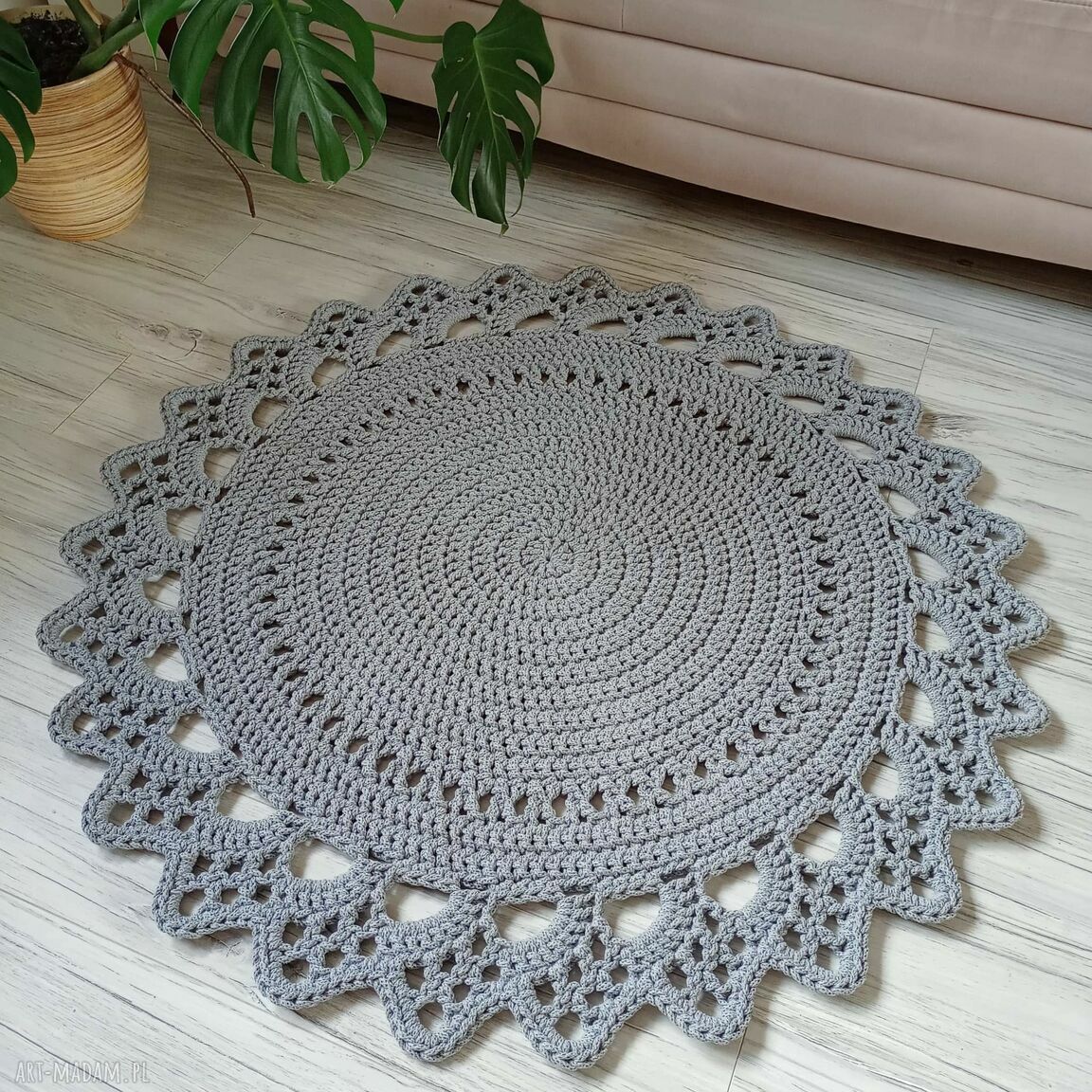 Dywan ze sznurka bawełnianego szydełkowy 110 cm