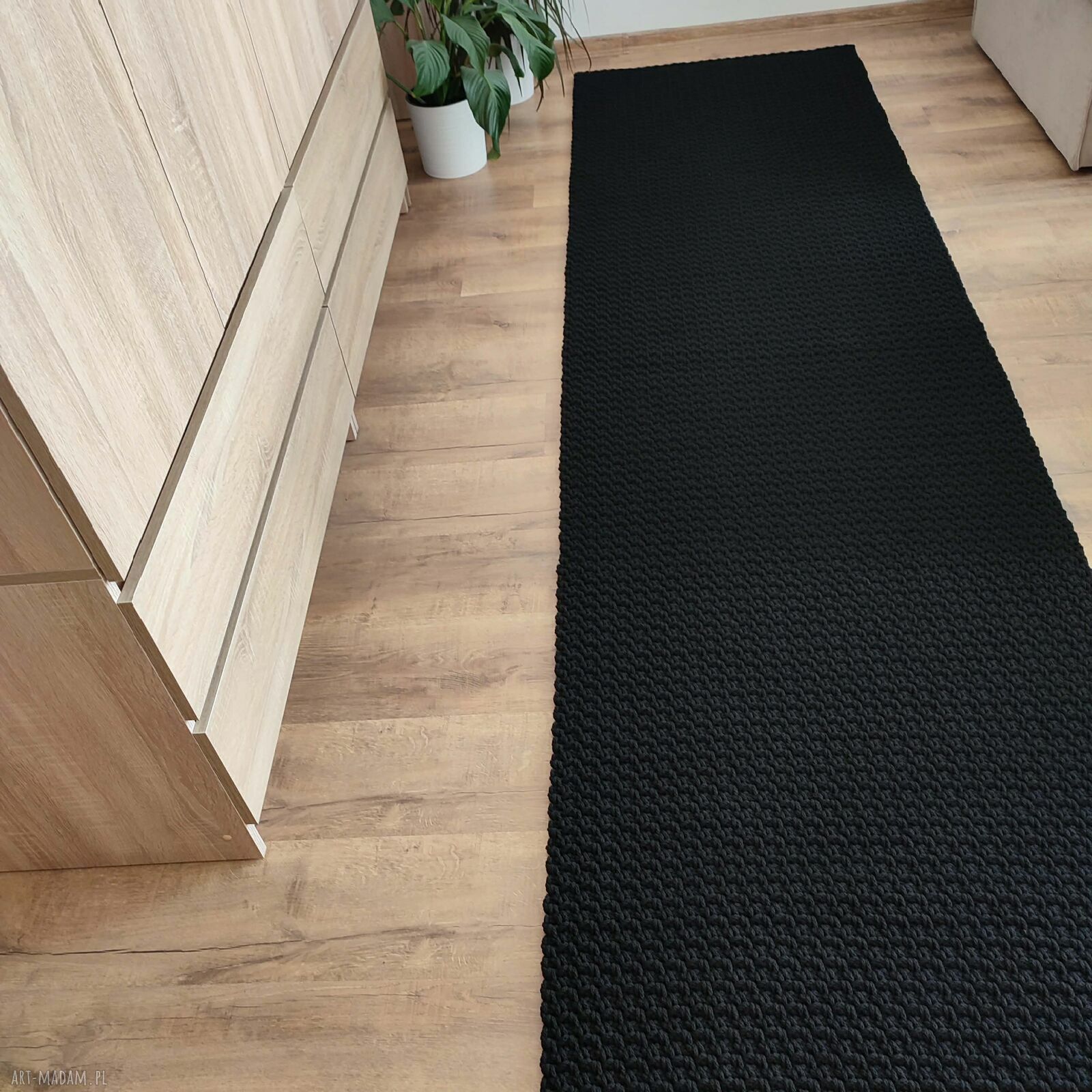 Ręcznie szydełkowany dywan ze sznurka bawełnianego 80x300 cm