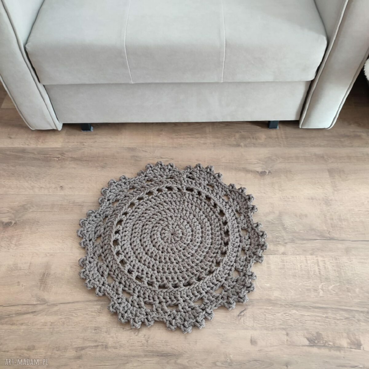 Dywan ze sznurka bawełnianego szydełkowy okrągły 50 cm