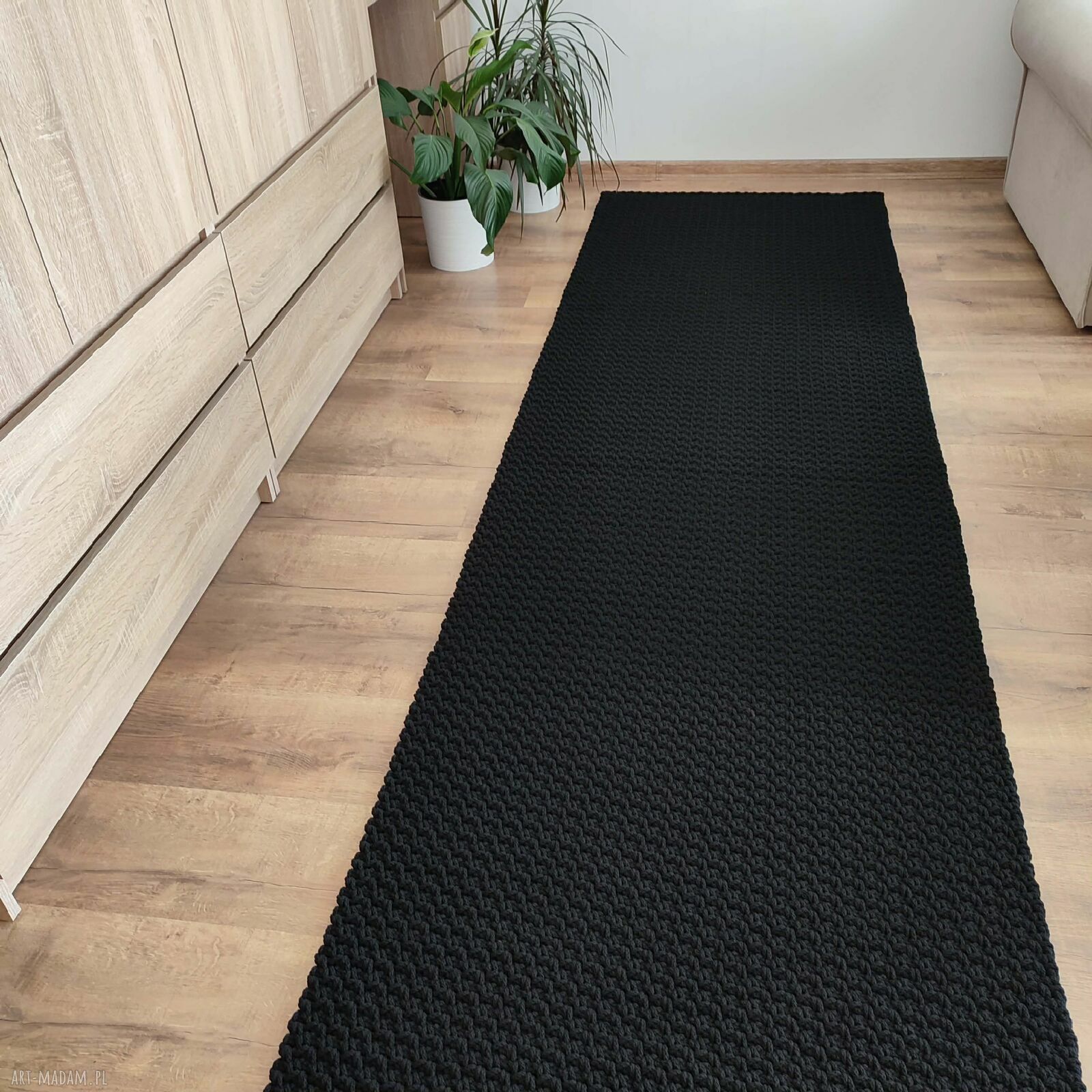 Ręcznie szydełkowany dywan ze sznurka bawełnianego 80x300 cm
