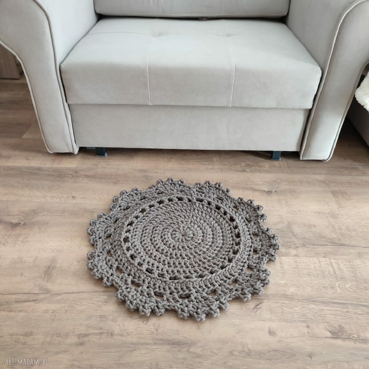 Dywan ze sznurka bawełnianego szydełkowy okrągły 50 cm