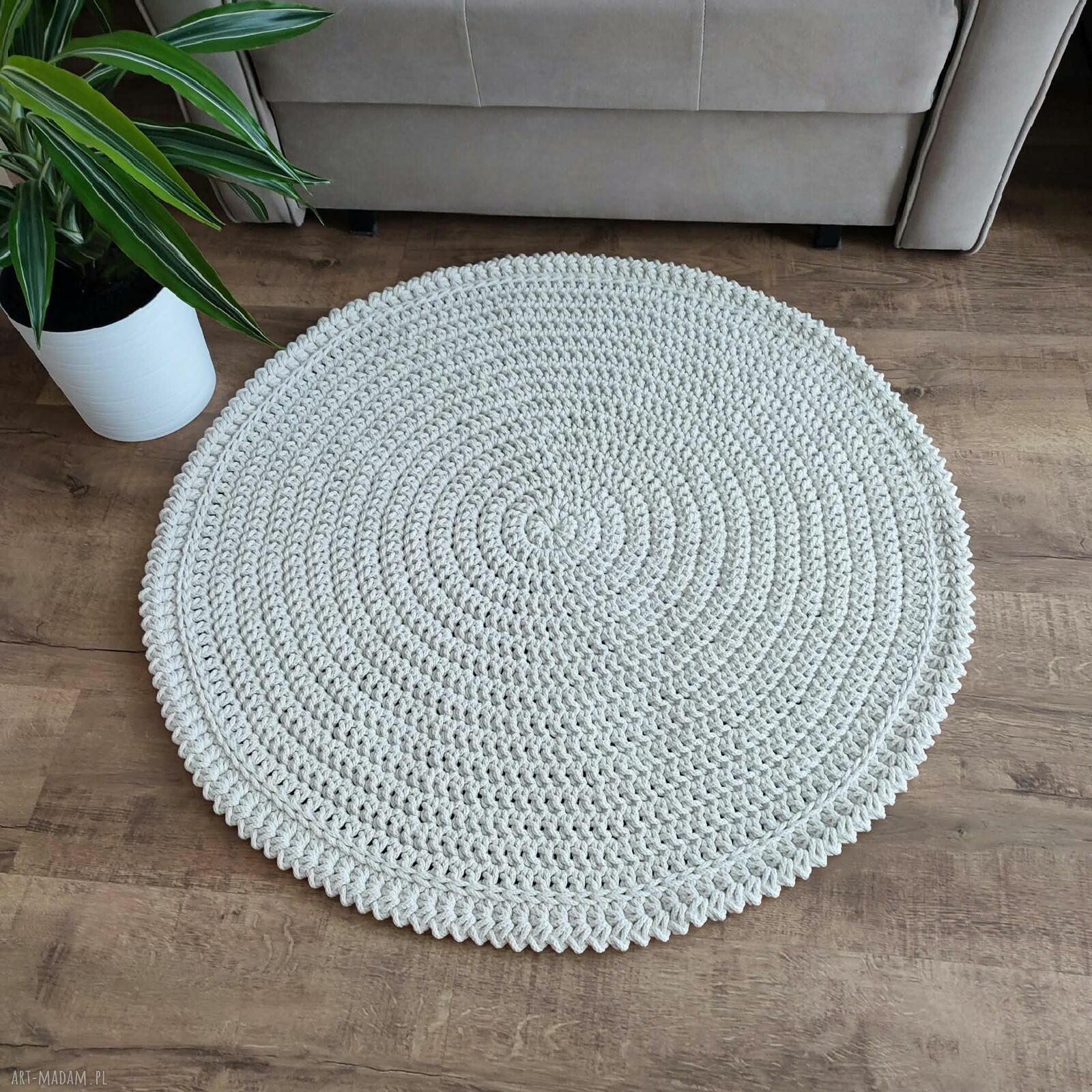 Okrągły dywan szydełkowy ze sznurka bawełnianego 80 cm