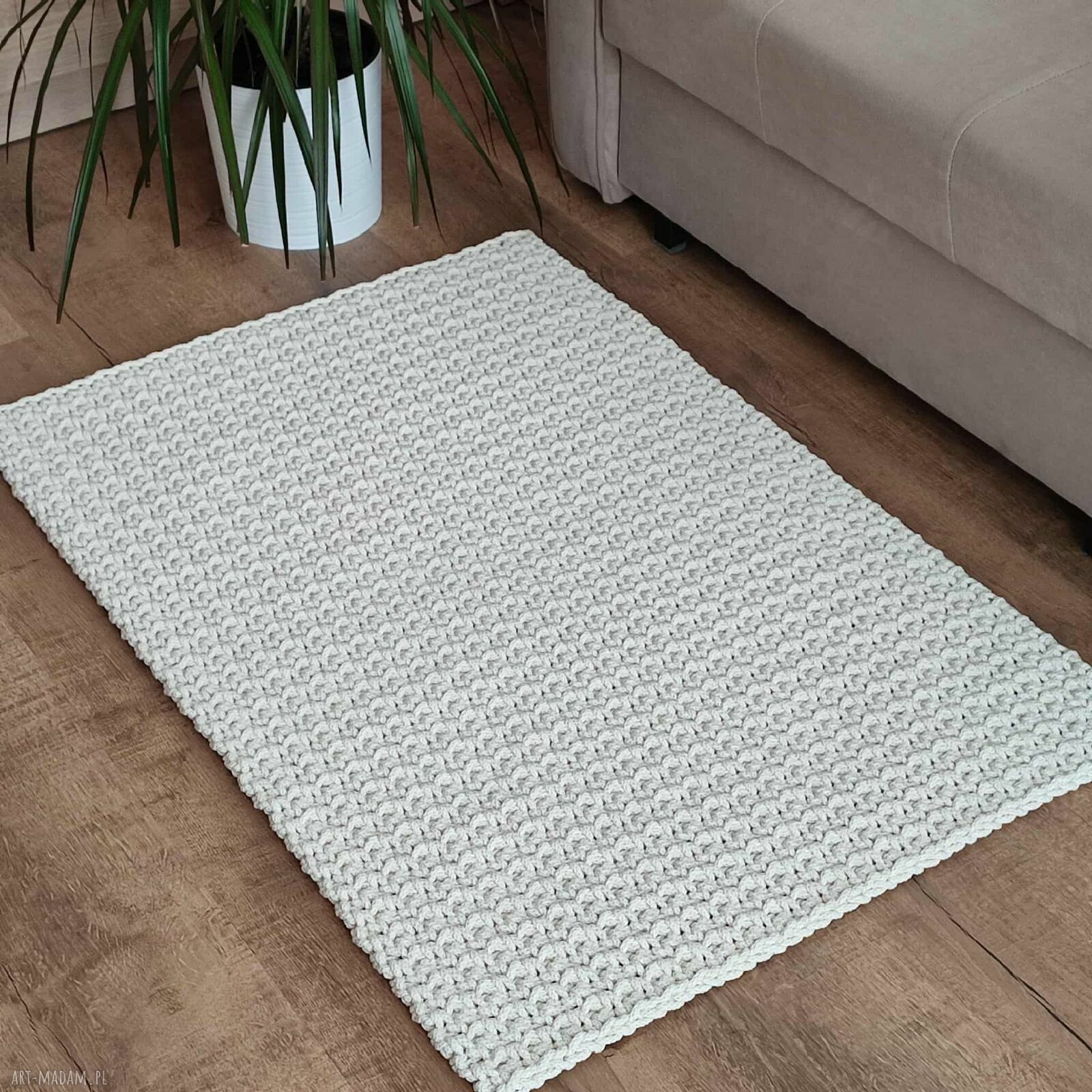 Dywan ze sznurka szydełkowy 60 x 100 cm - ręcznie robiony boho