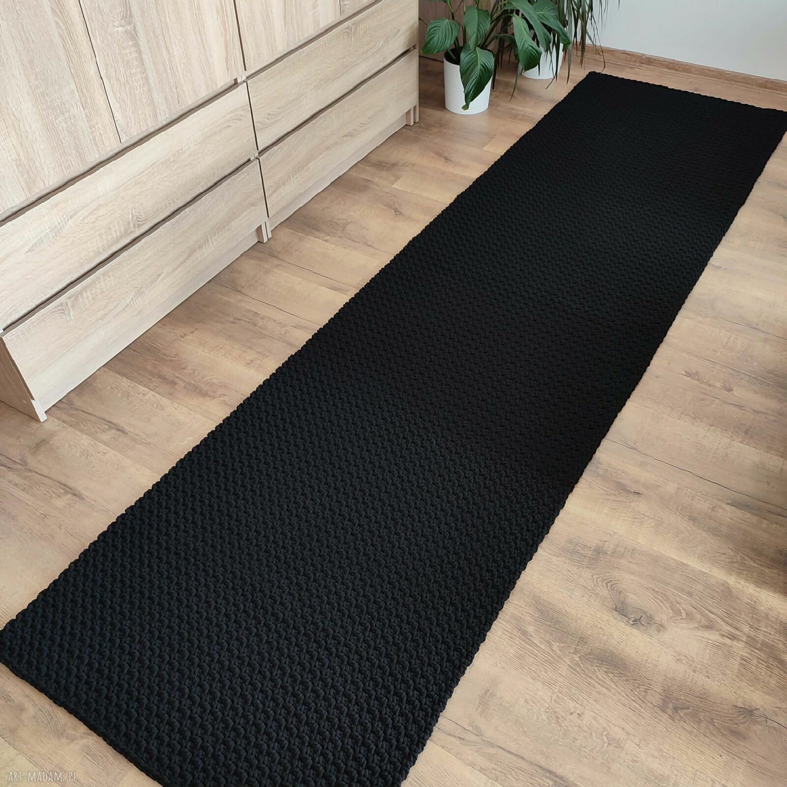 Ręcznie szydełkowany dywan ze sznurka bawełnianego 80x300 cm
