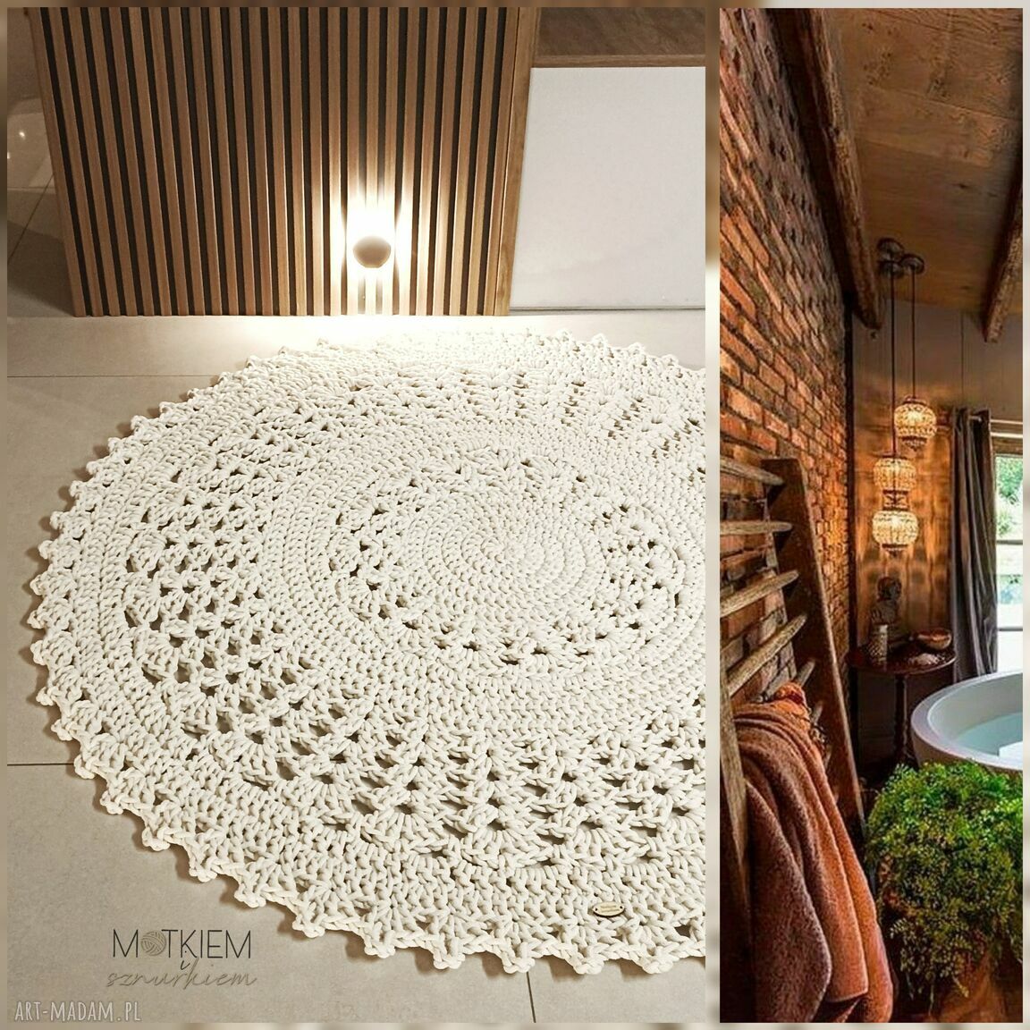 Okrągły dywan ażurowy ze sznurka 100 cm - wiele kolorów