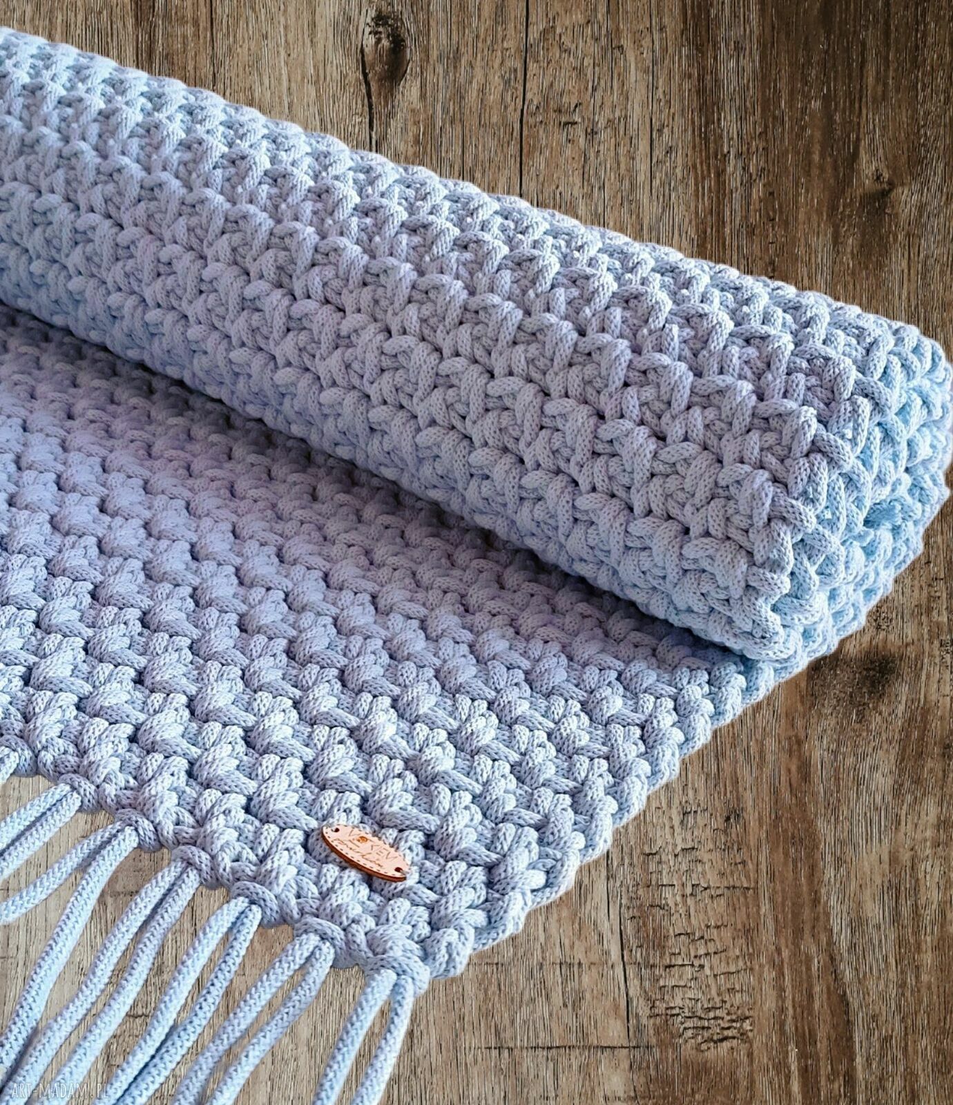 Dywan Mosses ze sznurka bawełnianego 60x120 cm - jasnobłękitny boho