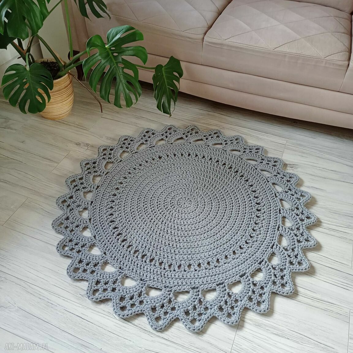 Dywan ze sznurka bawełnianego szydełkowy 110 cm