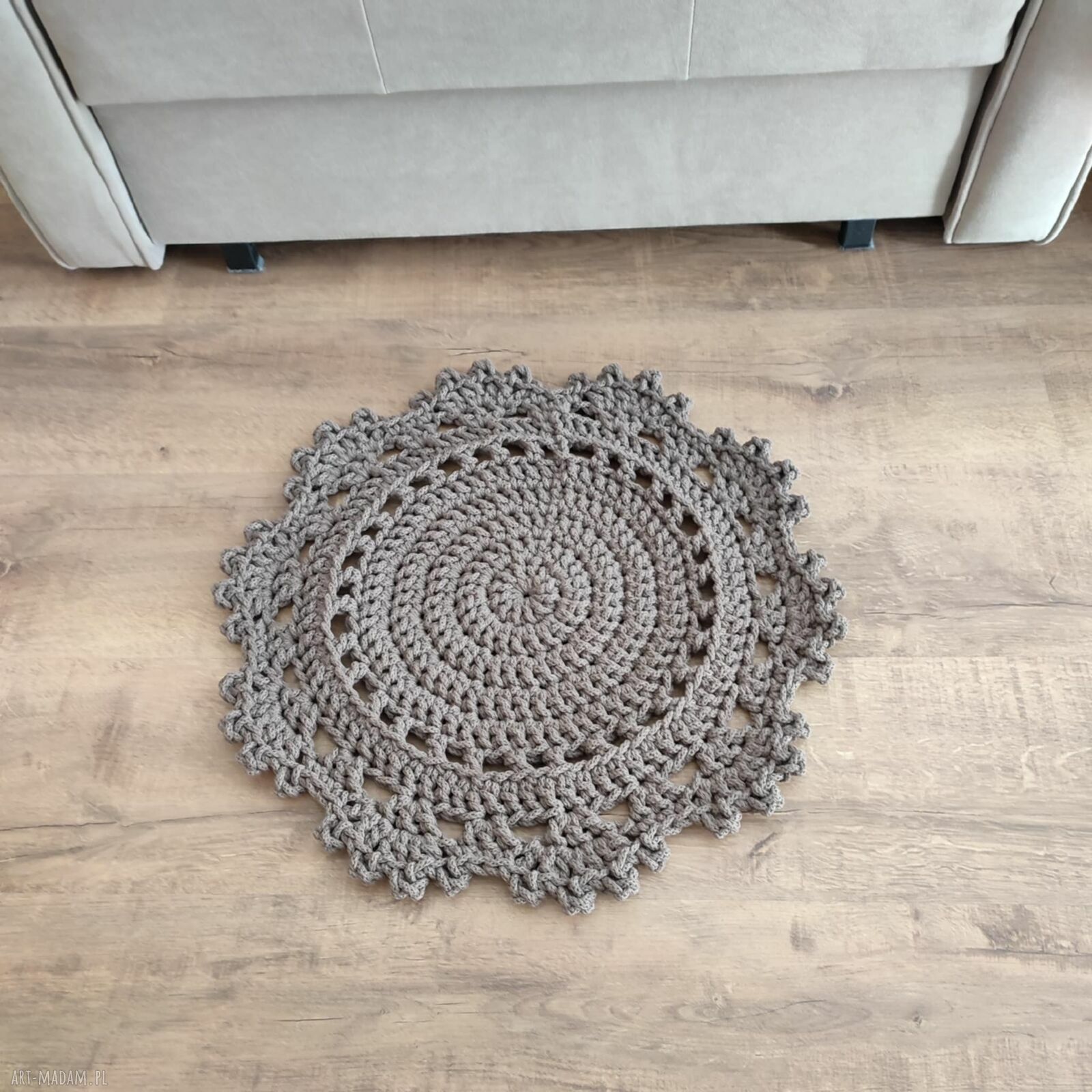 Dywan ze sznurka bawełnianego szydełkowy okrągły 50 cm