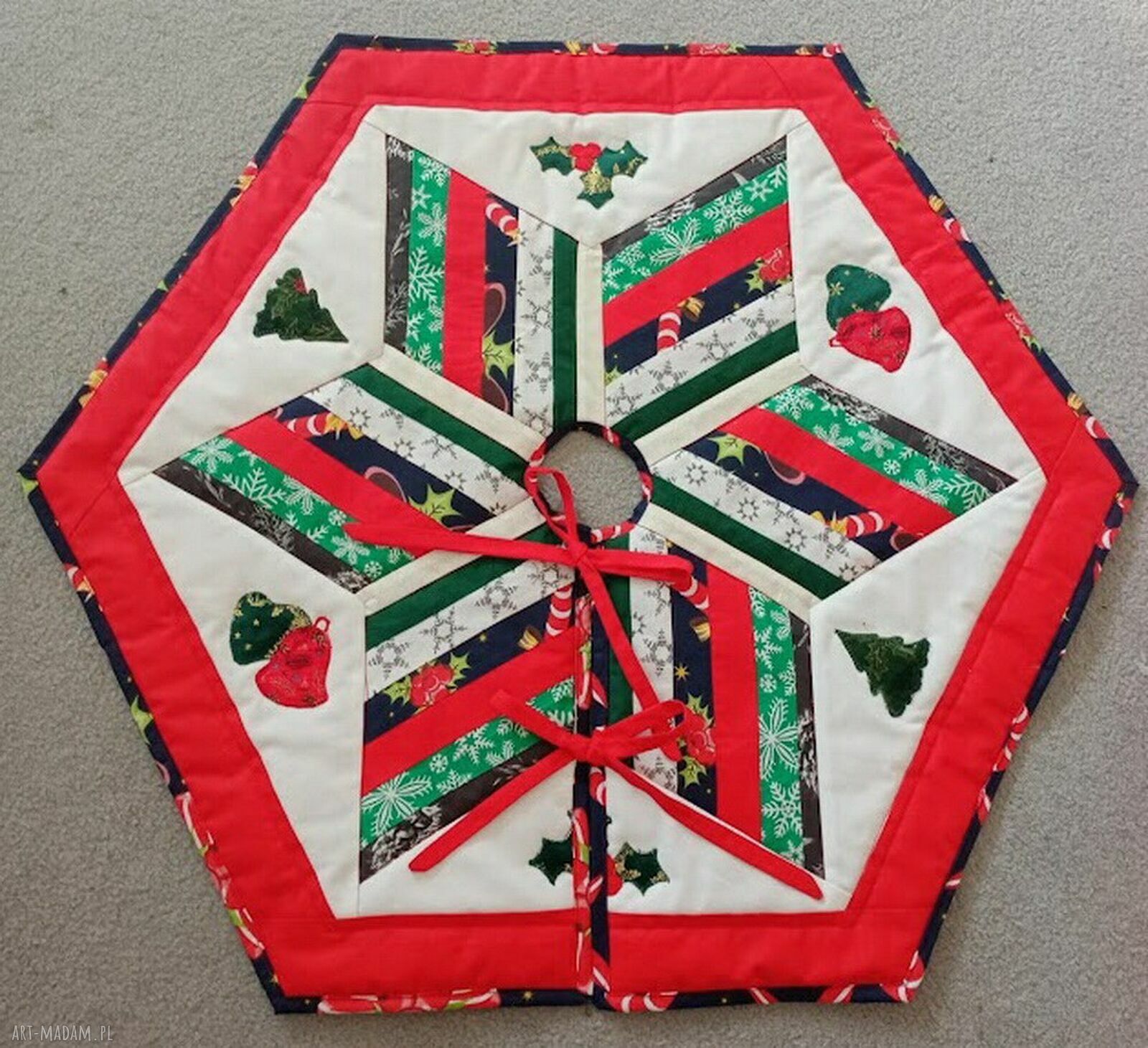 Dywanik pod choinkę patchwork - spódnica na stojak Hby Hmkaminska ok. 85 cm