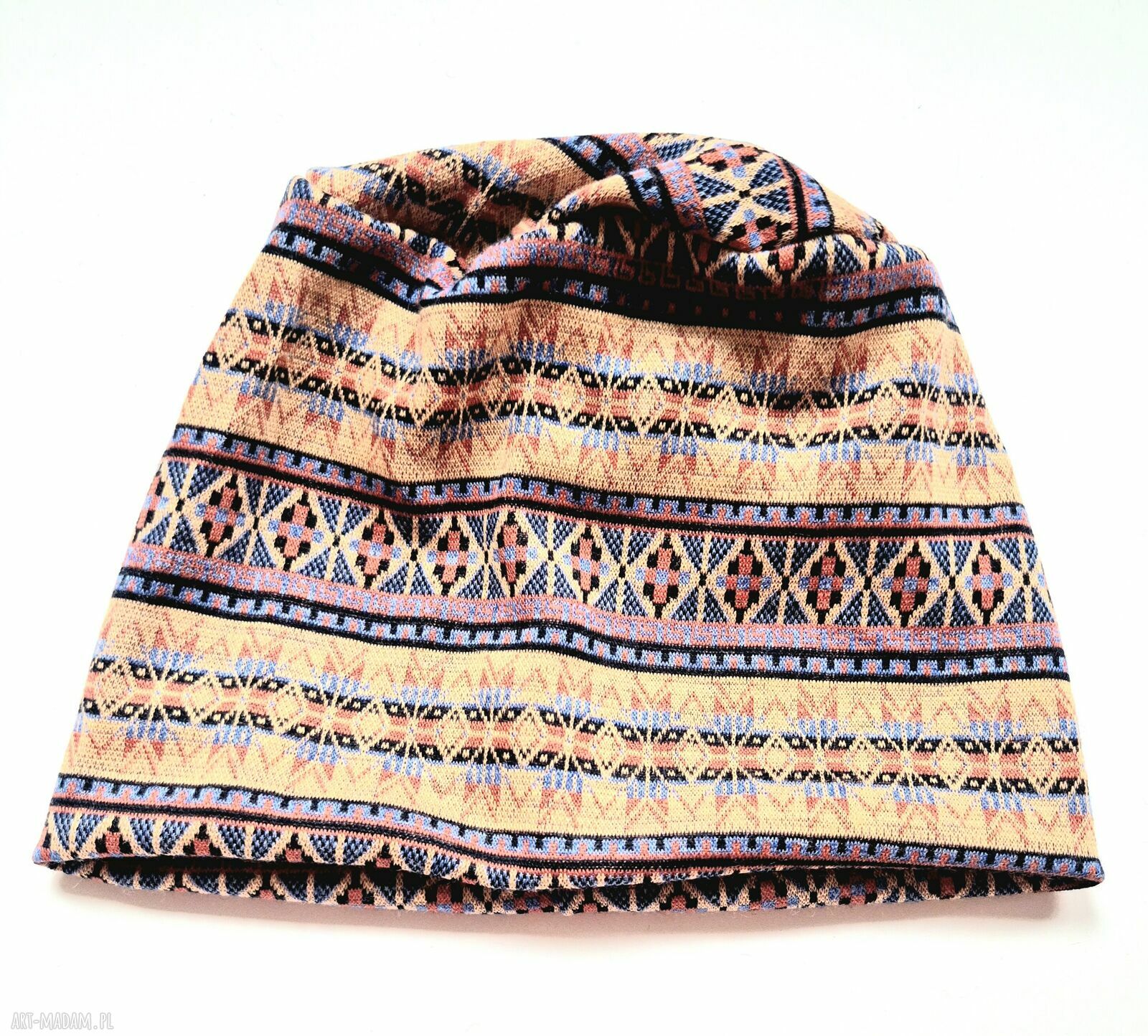 Czapka dzianinowa na podszewce Frida Boho - rozmiar uniwersalny