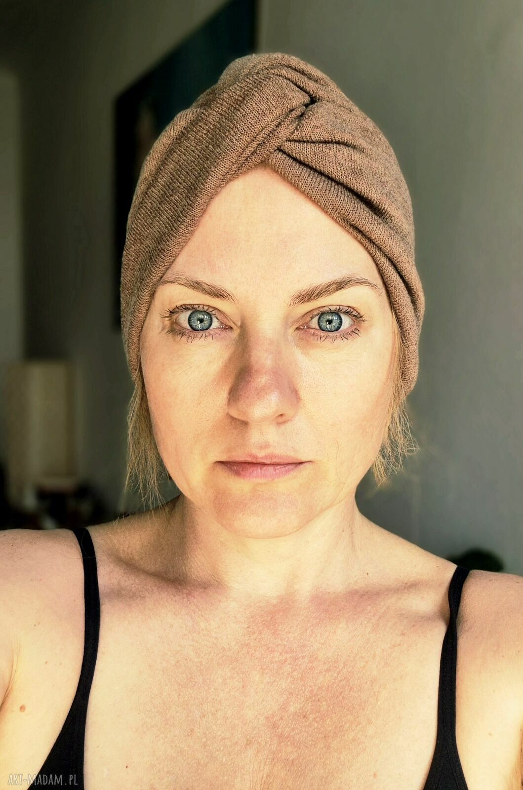 Turban z dzianiny swetrowej - obwód uniwersalny, handmade