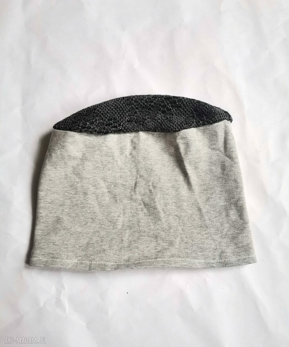 Szara czapka dzianinowa handmade bez podszewki - rozmiar uniwersalny