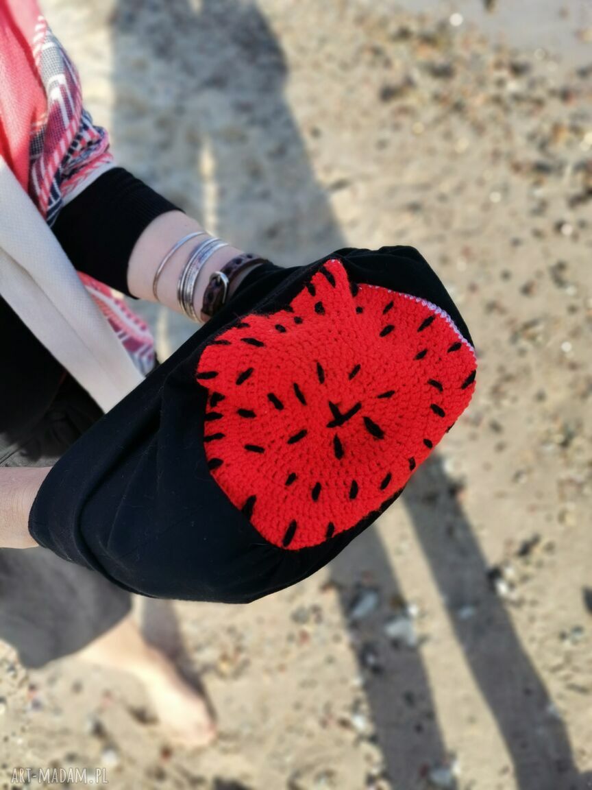 Czapka dzianinowa Arbuz - codzienna boho etno z podszewką