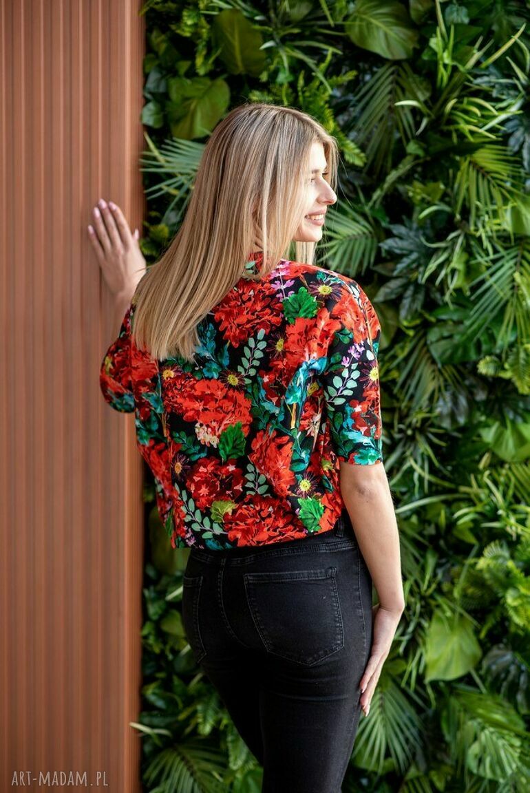 bluzki: Dzianinowa kolorowa bluzka nietoperz uniwersalna hand made