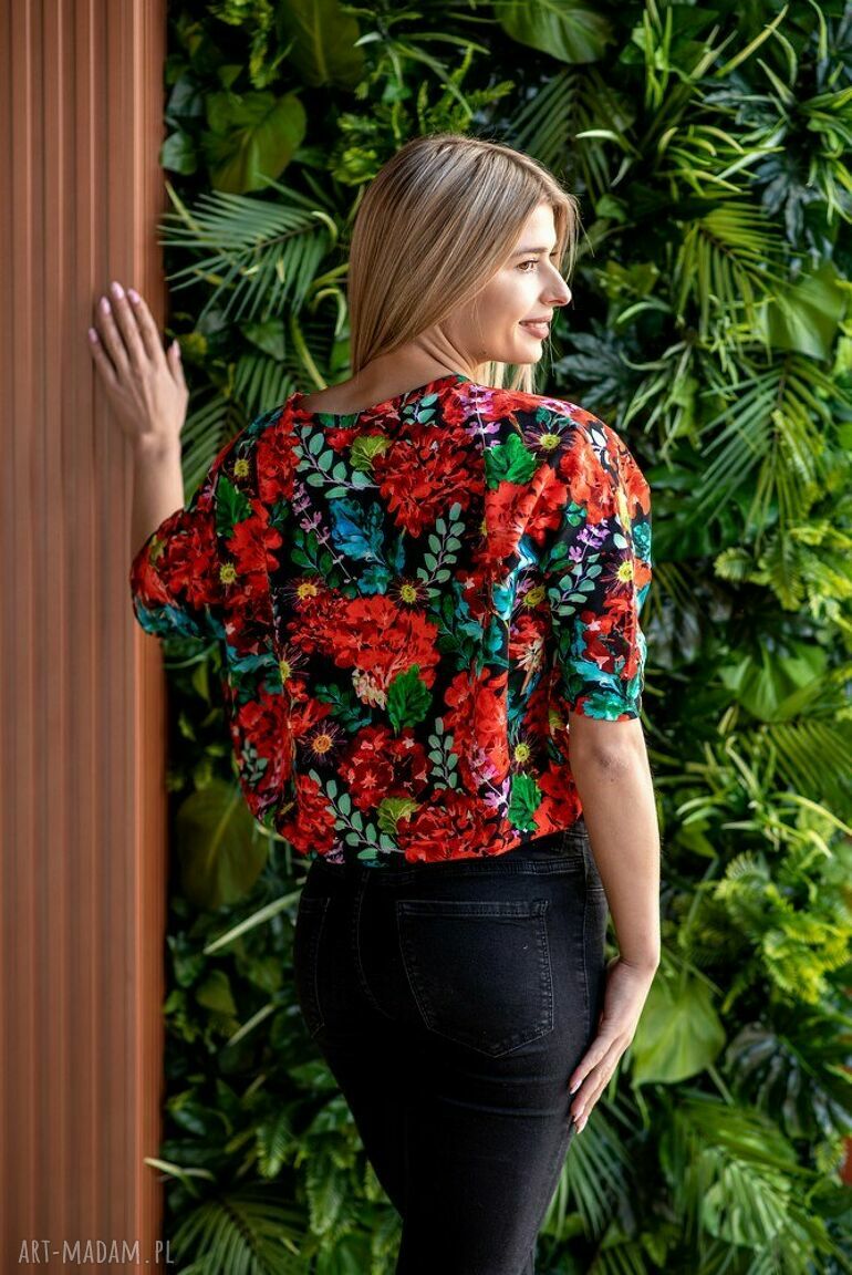 bluzki: Dzianinowa kolorowa bluzka nietoperz uniwersalna hand made