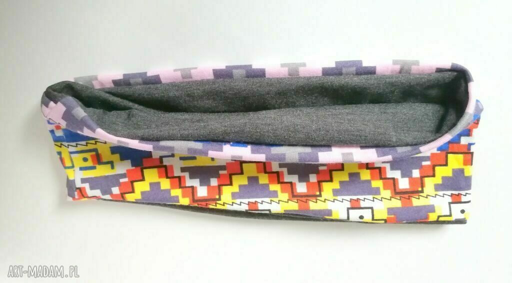 Opaska dzianinowa beżowo-orientalna Box 33 (59-61 cm) - miękka i rozciągliwa