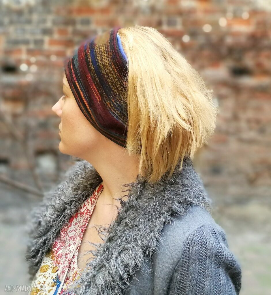 Opaska dzianinowa kolorowa orientalna - boho etno