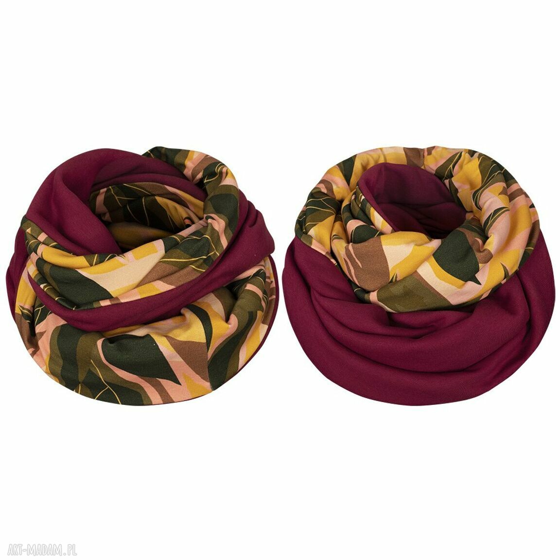 Komin dwustronny kolorowy bawełniany dresowy dzianinowy wiosenny