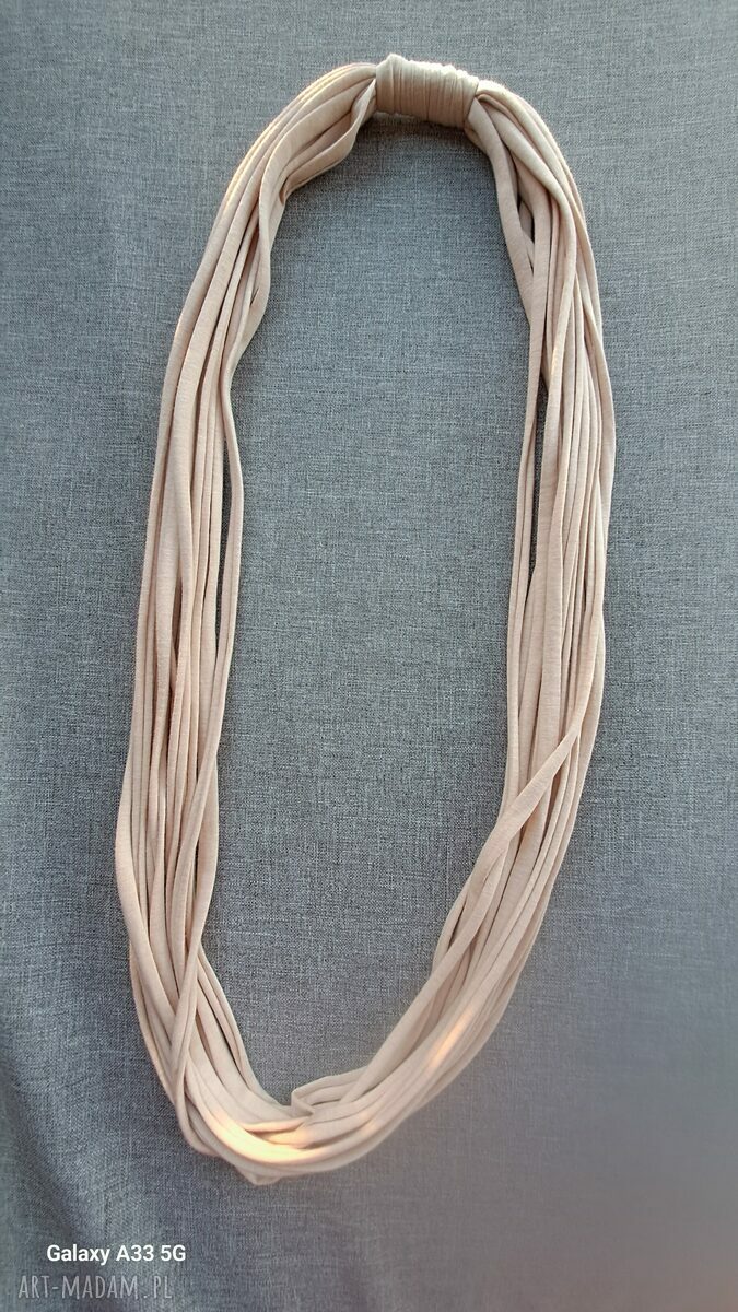 Dzianinowy naszyjnik Wanilia - handmade z bawełny