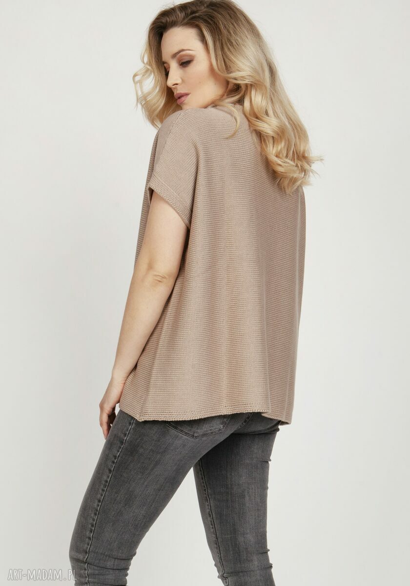 Dzianinowy t-shirt SWE224 mocca MKM - lekki i wygodny do pracy