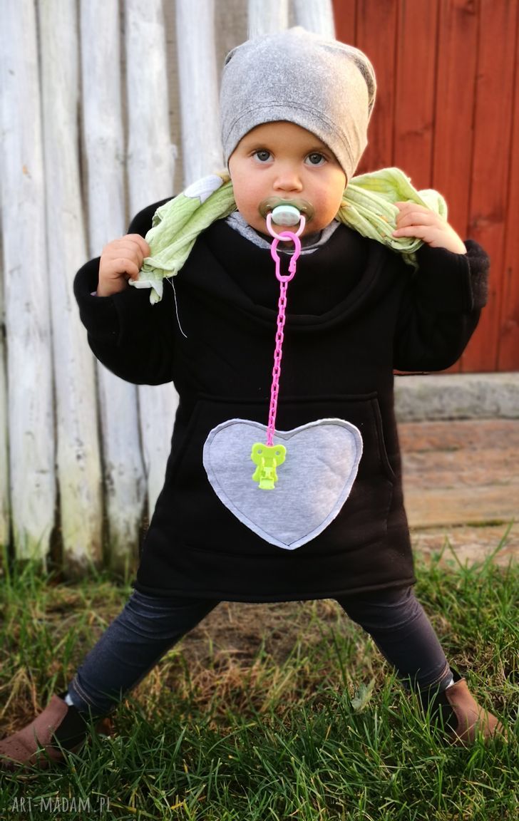 Bluza dziecięca NavahoClothing z kapturem i dużą kieszenią (czerwona bawełna)