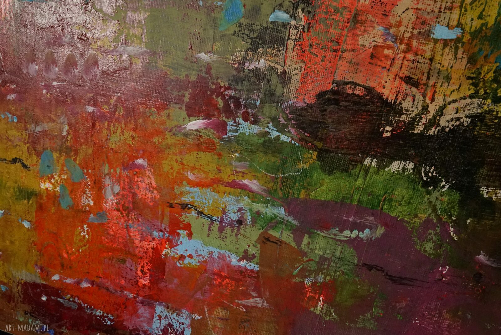 Dzieje się! ręcznie malowany obraz abstrakcyjny 100x130 cm na płótnie