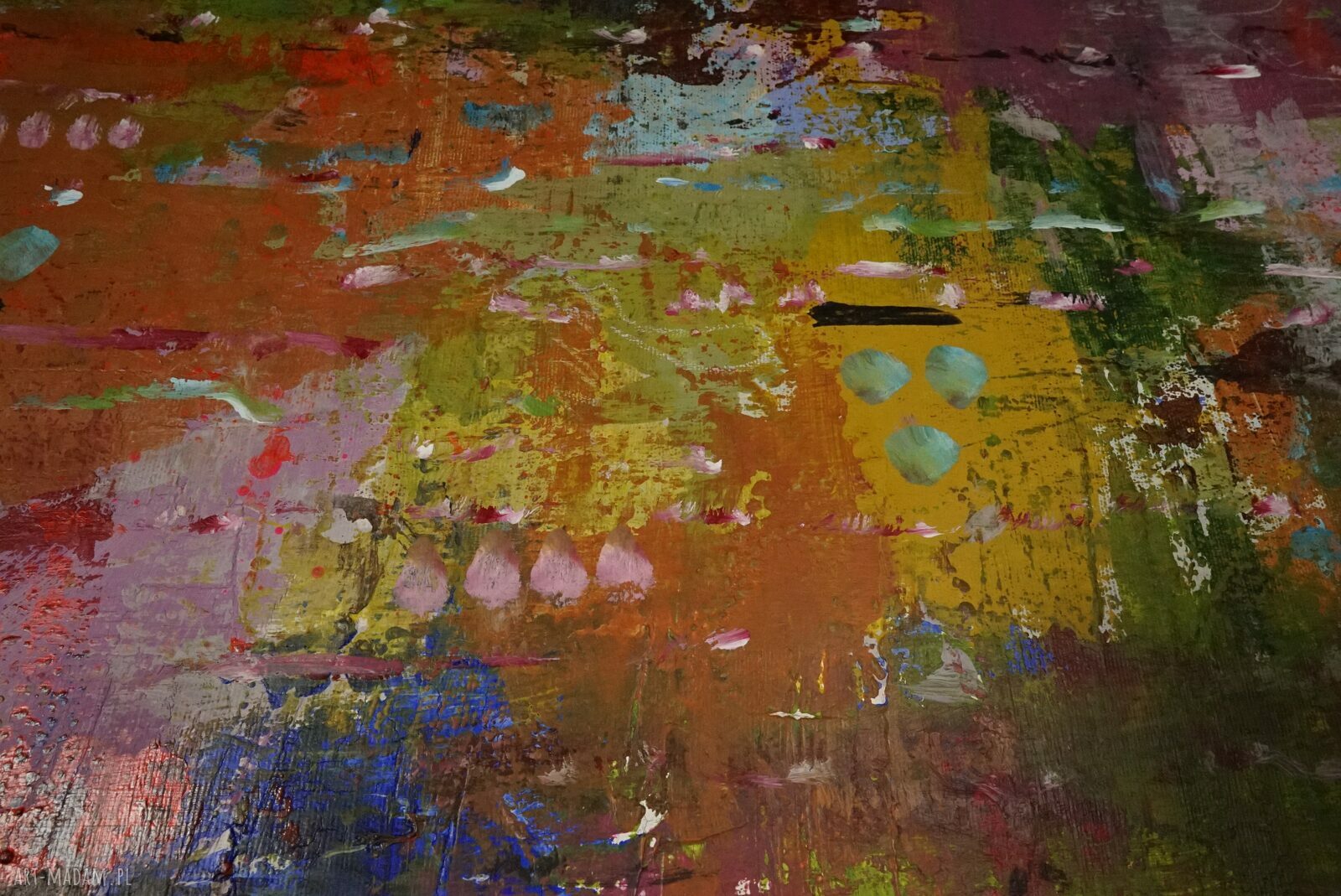 Dzieje się! ręcznie malowany obraz abstrakcyjny 100x130 cm na płótnie