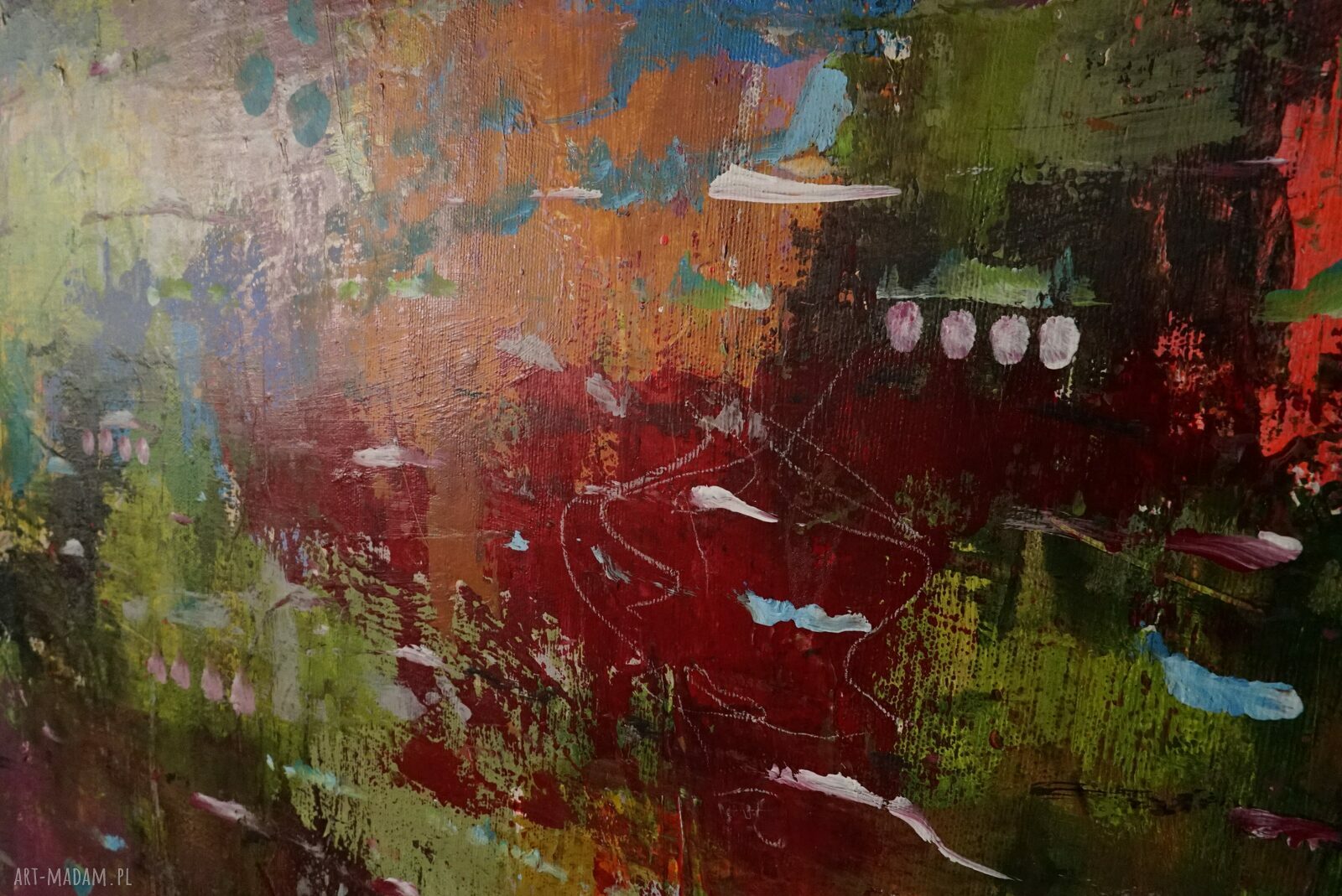 Dzieje się! ręcznie malowany obraz abstrakcyjny 100x130 cm na płótnie