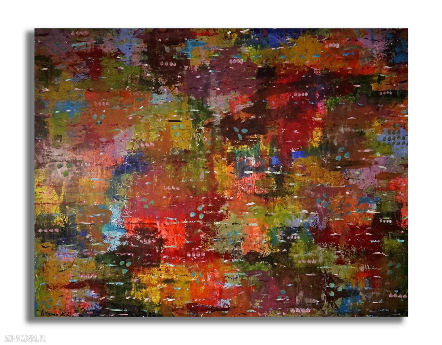 Dzieje się! ręcznie malowany obraz abstrakcyjny 100x130 cm na płótnie