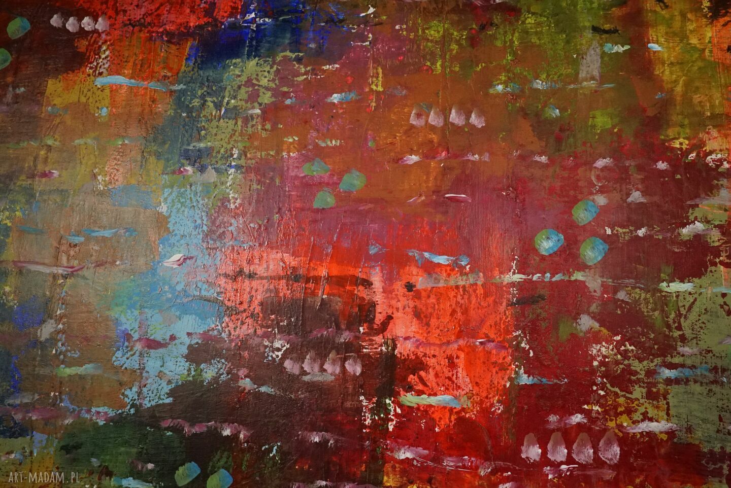 Dzieje się! ręcznie malowany obraz abstrakcyjny 100x130 cm na płótnie