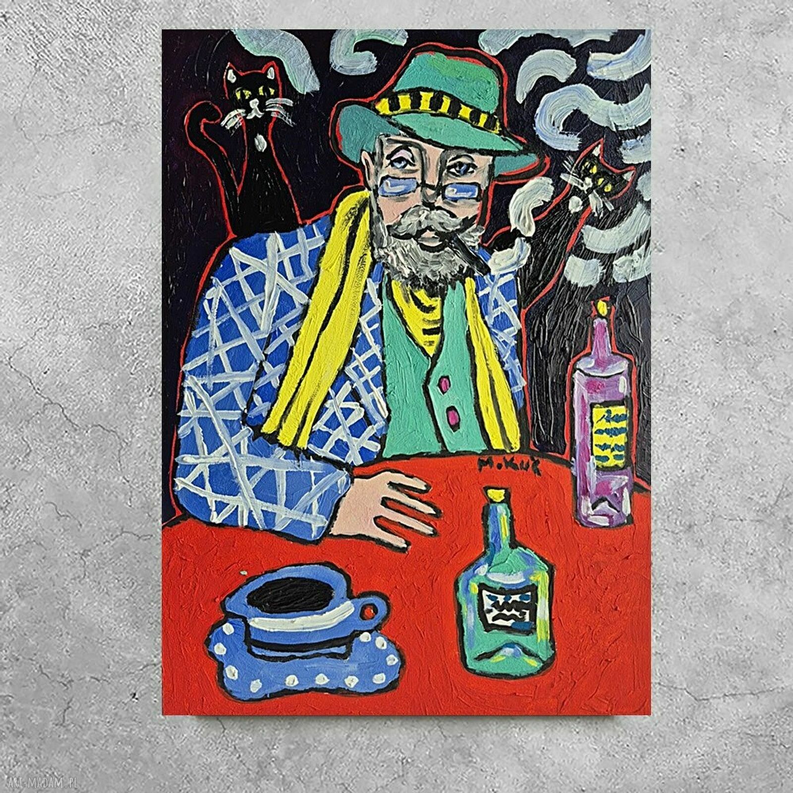 Obraz olejny Alchemia nocy - ręcznie malowany na płycie 21/29 cm