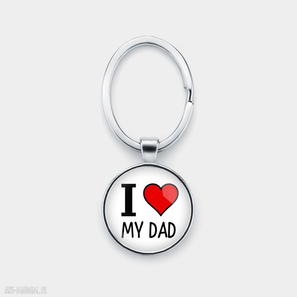 Brelok do kluczy dla taty LOVE MY DAD - ręcznie robiony (srebrna baza)