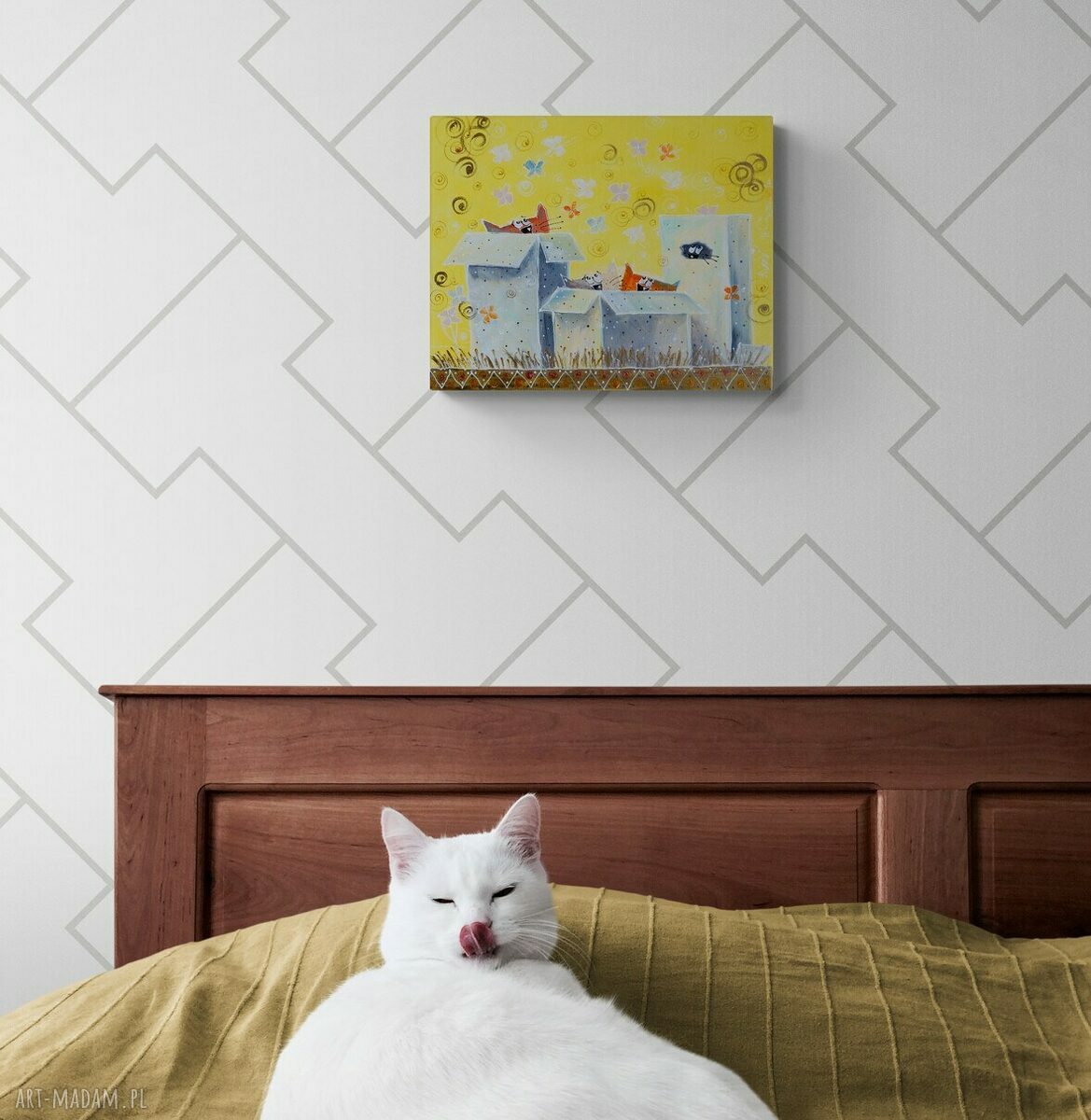 Dzień wątpliwości. Giclee - obraz z kotem na płótnie Canvas
