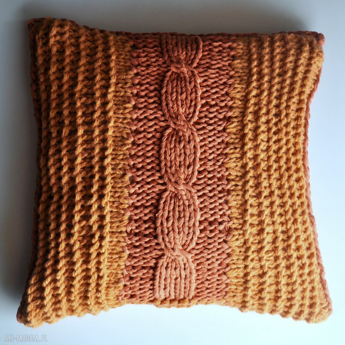 poduszki: dziergana poszewka na poduszkę handmade