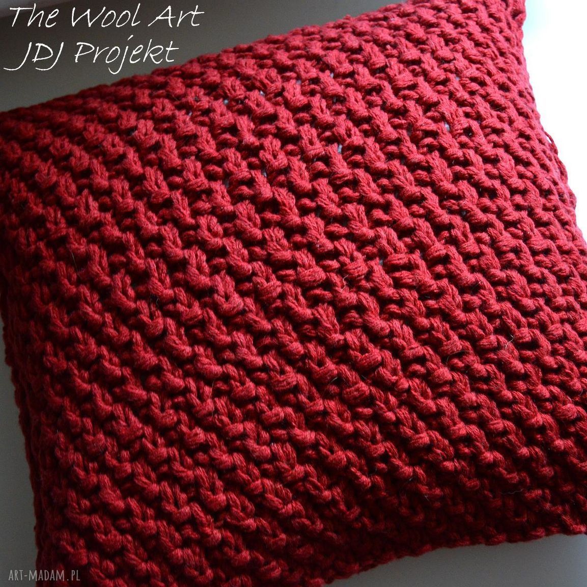 poduszki: dziergana poszewka na poduszkę Handmade