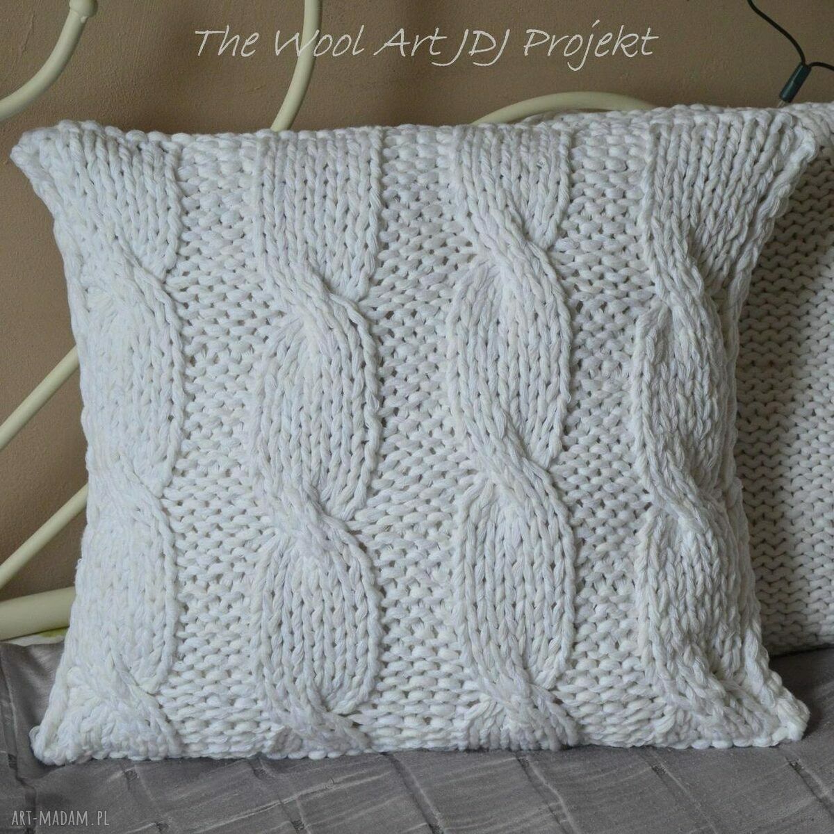 poduszki: dziergana poszewka na poduszkę ręczne wykonanie