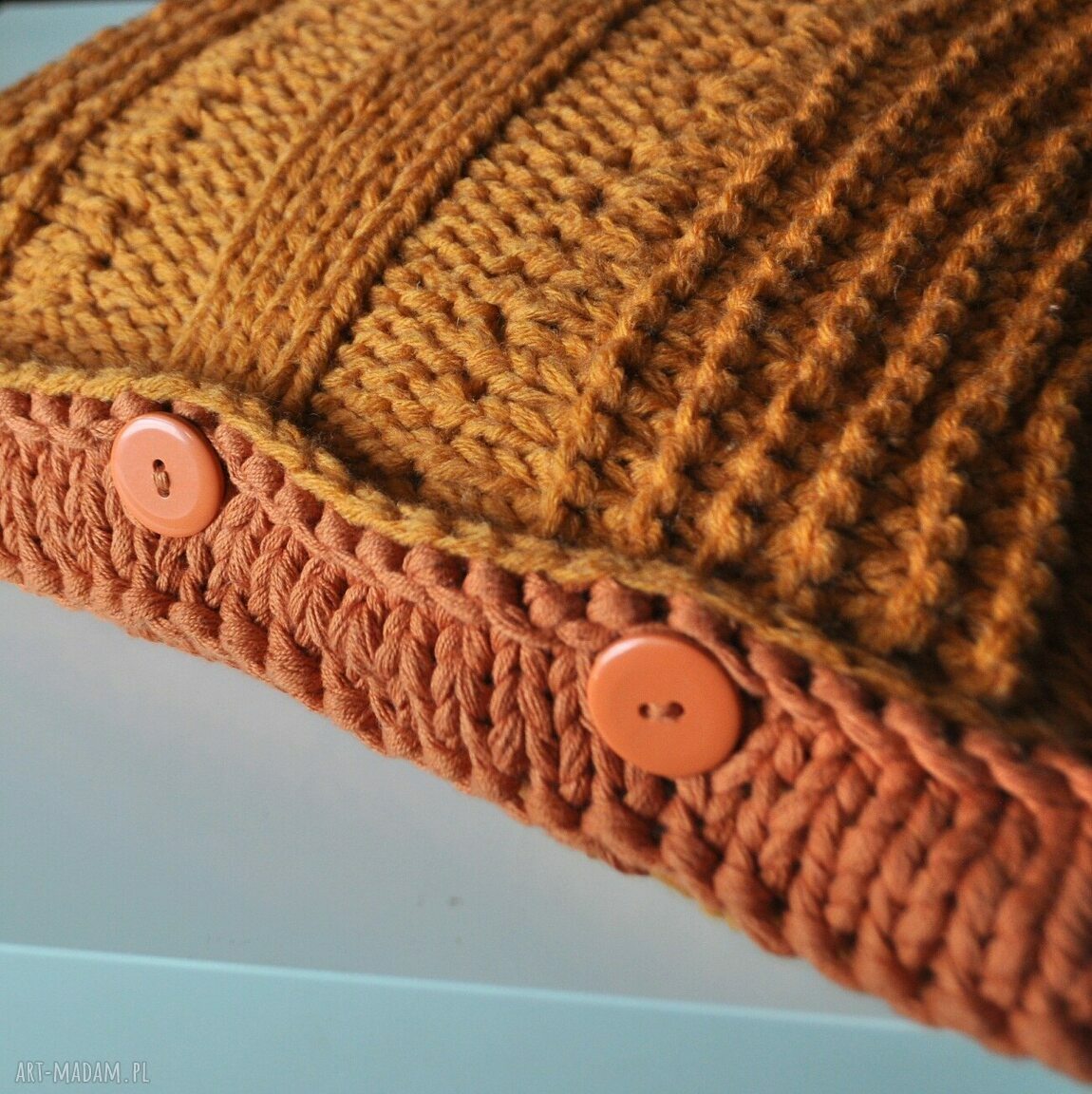 poduszki: dziergana poszewka na poduszkę handmade