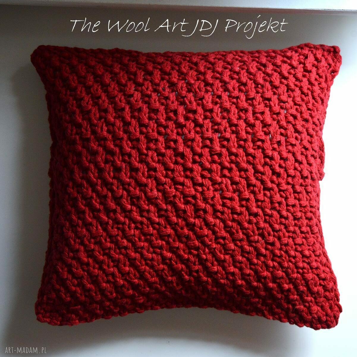 Dziergana poszewka poduszka wełniana przyjemna dotyku