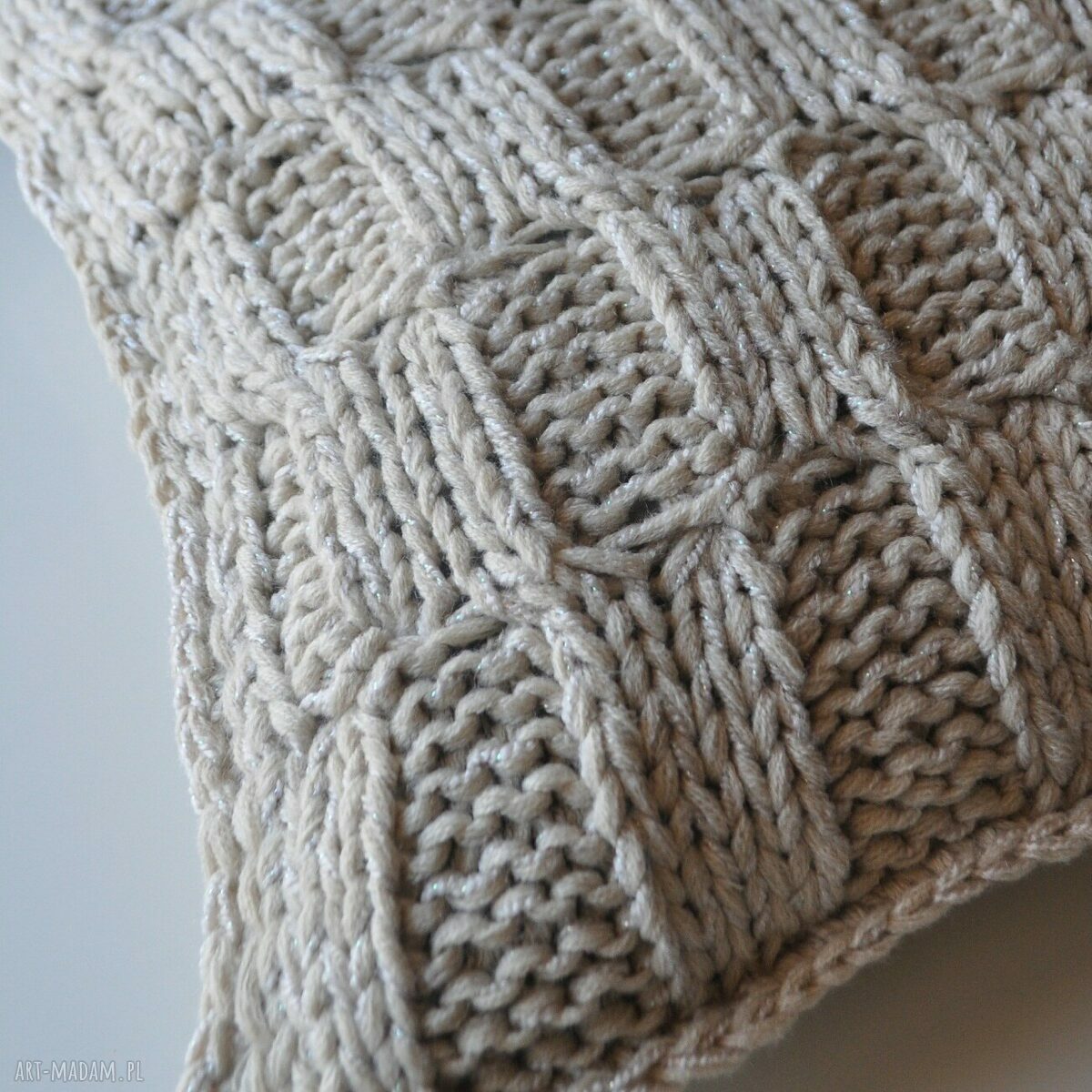 poduszki: dziergana poszewka na poduszkę ręcznie zrobione