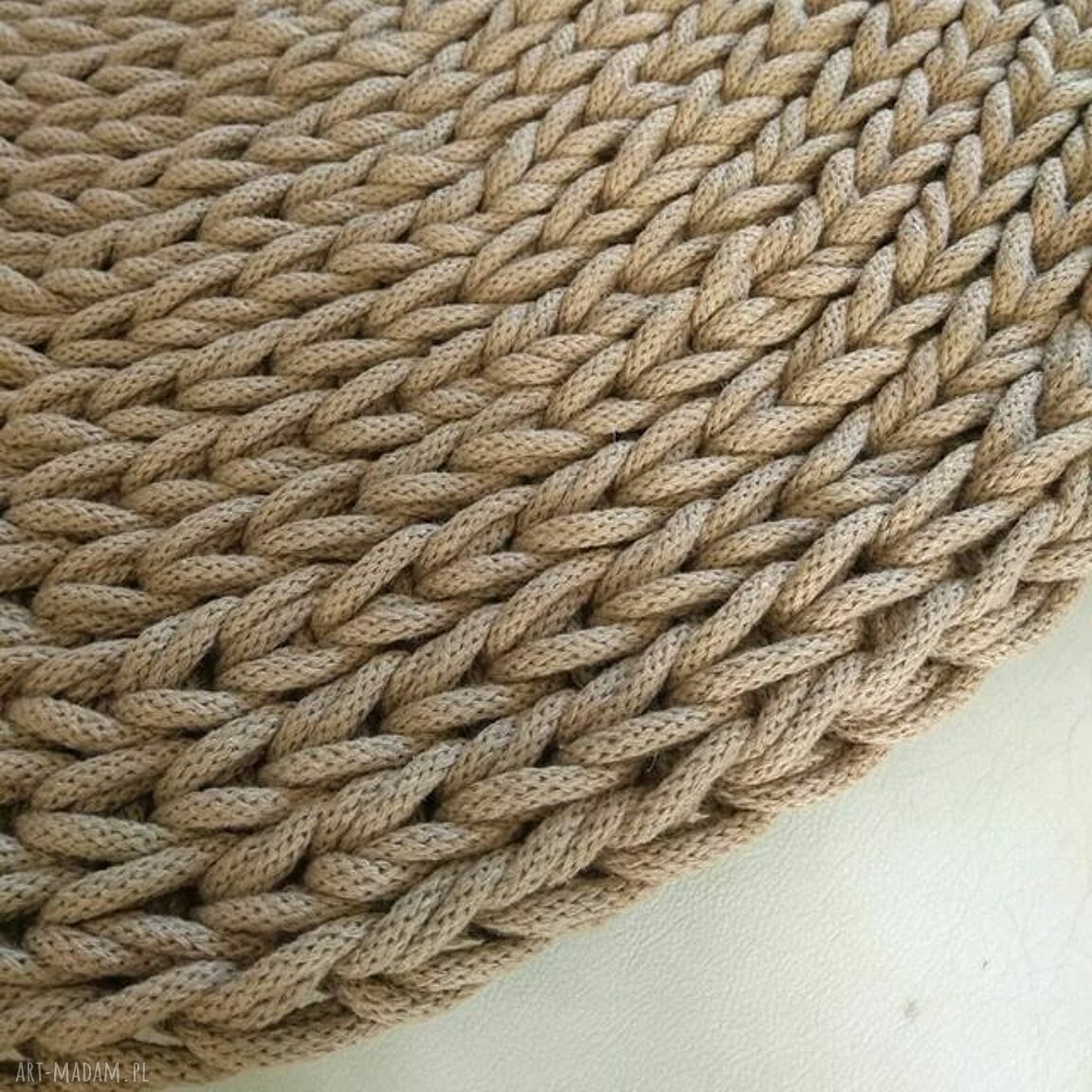 Dywan dziergany z podwójnego sznurka DOUBLE ROUND BRAID - okrągły