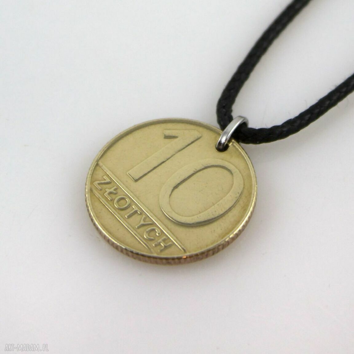 Dziesiątka: wisiorek z monety 10 zł - lekki, minimalistyczny wisior handmade