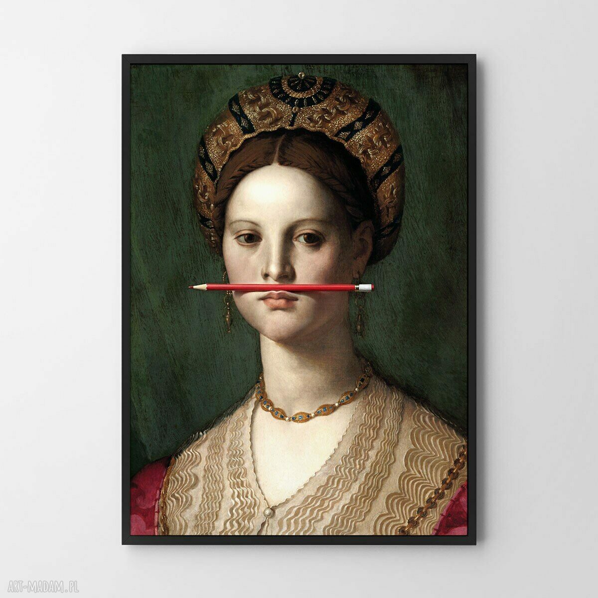 Plakat Dziewczyna z ołówkiem 40x50 cm - elegancki plakat do salonu