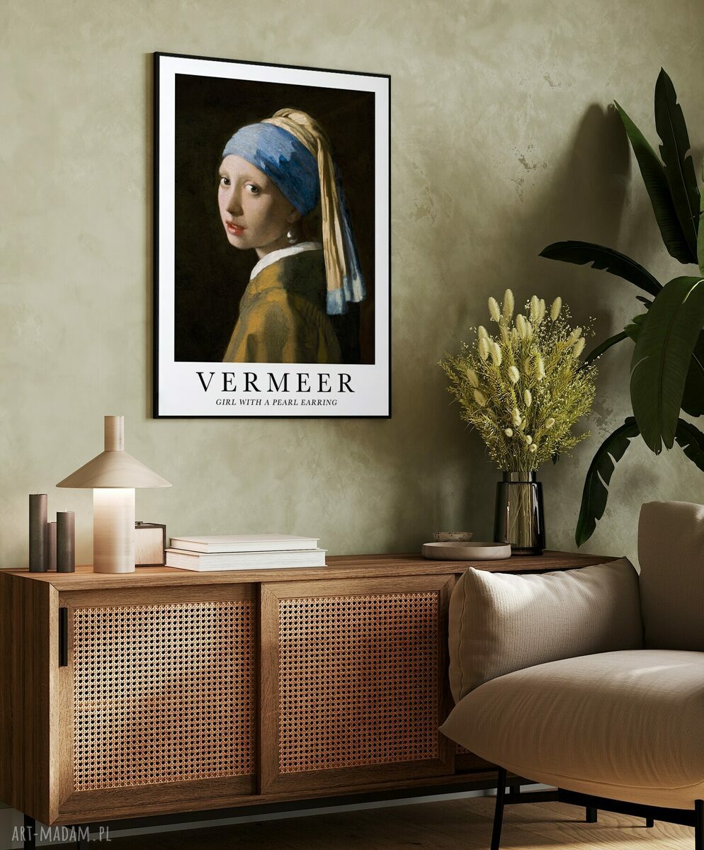 Plakat „Dziewczyna z perłą” 50x70 cm - sztuka do sypialni i salonu