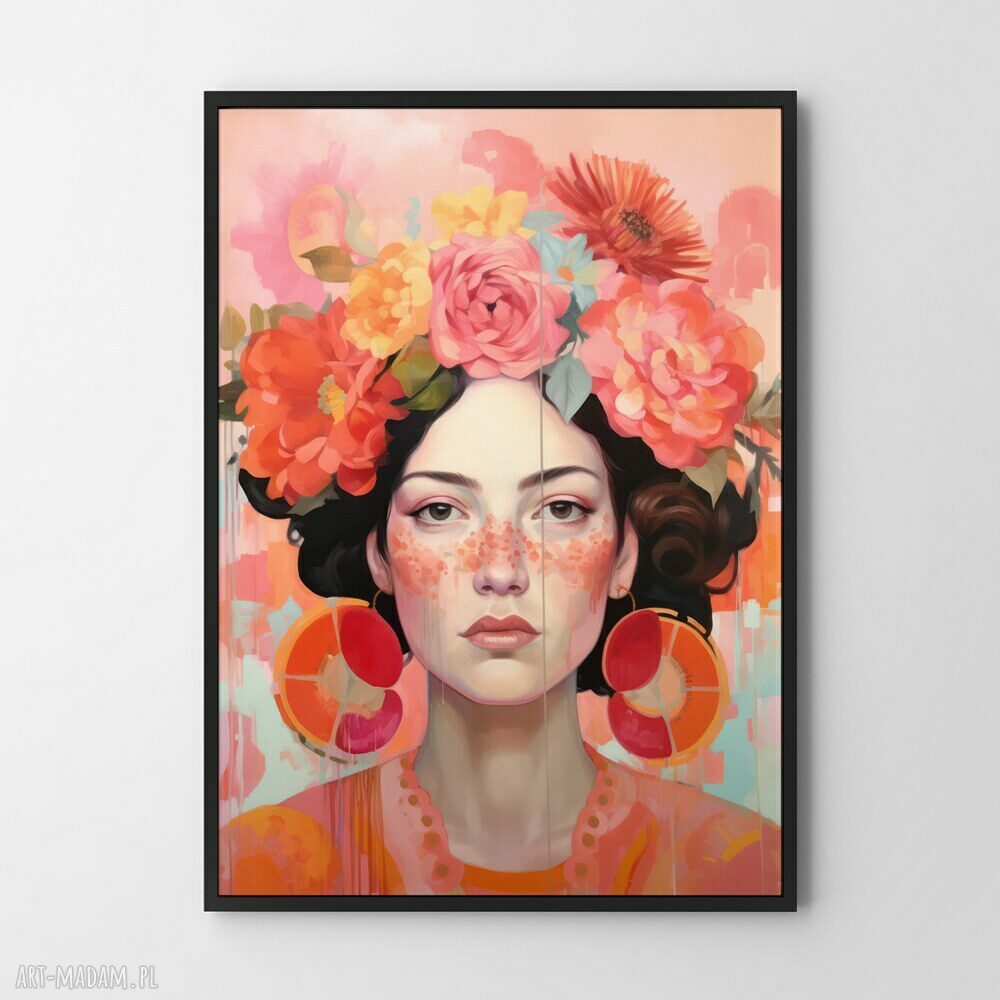 Plakat Dziewczyna z kwiatami kobieta 61x91 cm - Hogstudio