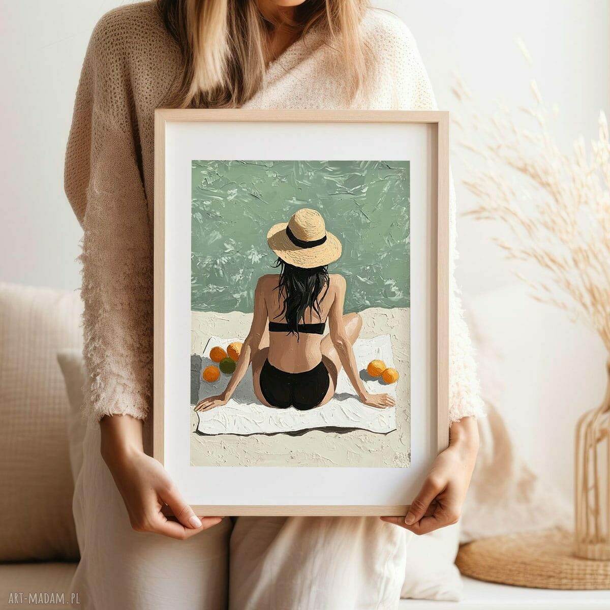 Plakat Dziewczyna na plaży - format 30x40 cm (kolorowa ilustracja)