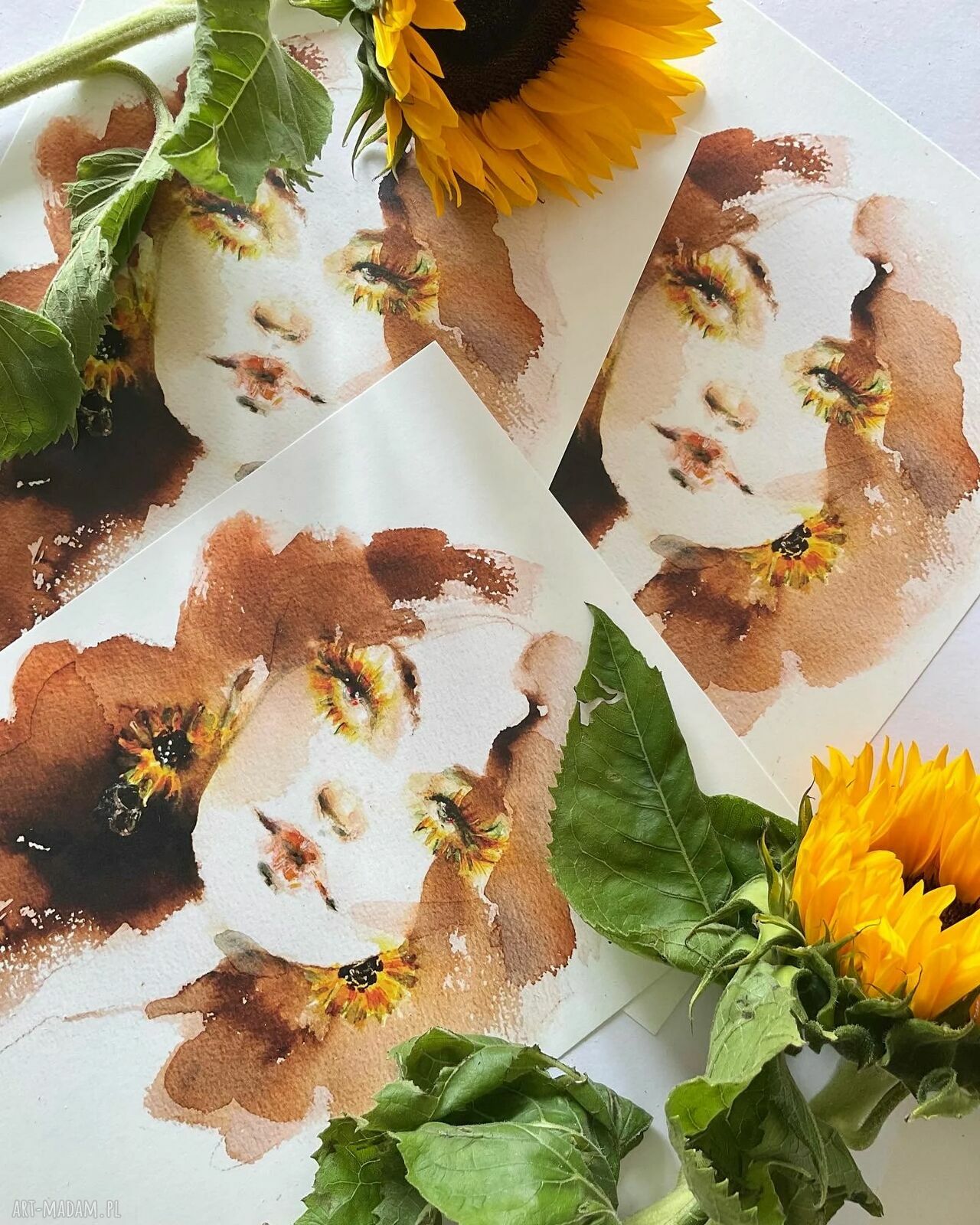 Dziewczyna Słonecznik - grafika w rozmiarze A4 21x29,7 cm
