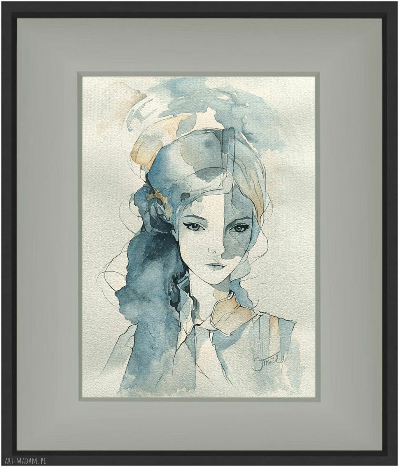 Dziewczyna ze snu - akwarela 24x32 cm (oryginalny portret kobiety)