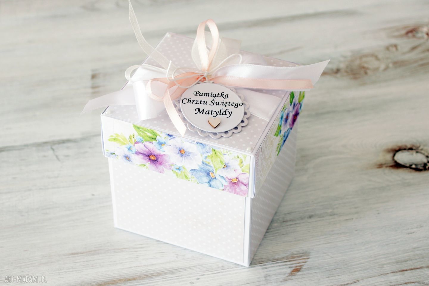 scrapbooking kartki: Pudełko eksplodujące kartka z życzeniami chrzest ręczne wykonanie